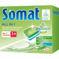 Таблетки для посудомоечных машин «Somat» Pro Nature, 34 шт