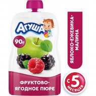 Пюре фрутово-ягодное «Агуша» из яблока, ежевики и малины, 90 г