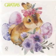 Салфетки бумажные «Gratias» Зайка с цветами, 33х33 см, 3 слоя, 20 листов