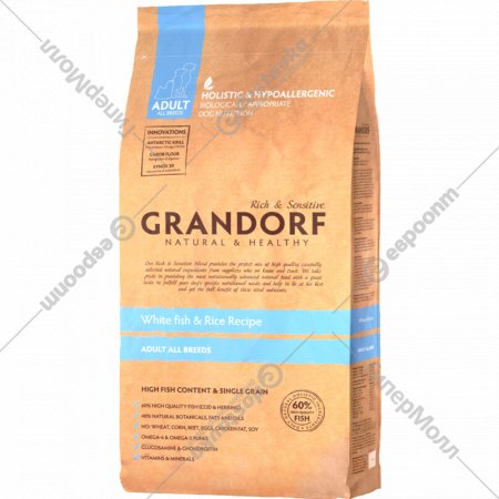 Корм для собак «Grandorf» Adult, Fish&Rice, 1 кг