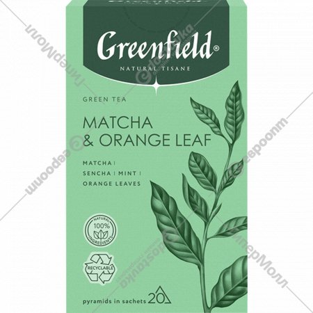 Чай зелёный «Greenfield» с мятой и листьями апельсина, 20х1.8 г