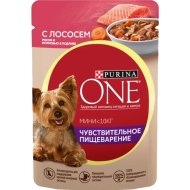 Корм для собак Purina One мелких пород, лосось, рис и морковь в подливе, 85 г
