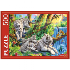 Пазл «Рыжий кот» Семья белых тигров, П500-7656, 500 элементов