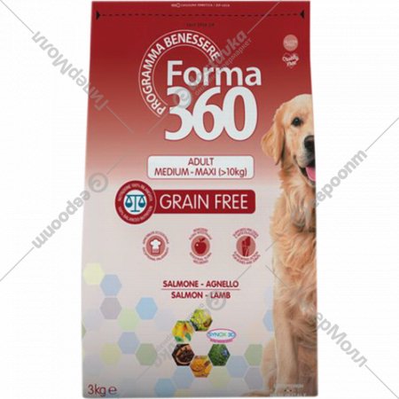 Корм для собак «Pet360» Forma 360,Medium/Maxi, лосось/ягненок,104452, 12 кг