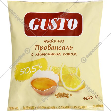 Майонез «Gusto» Провансаль с лимонным соком, 50.5%, 400 мл.