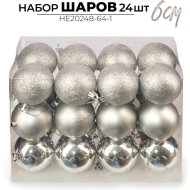 Набор новогодних шаров «Ausini» HE20248-64-1, серебро, 6 см, 24 шт