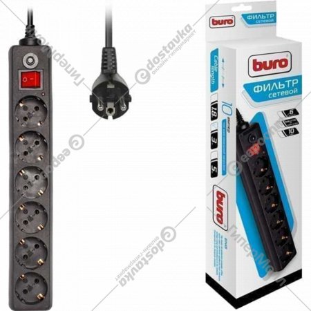Сетевой фильтр «Buro» 600SH-3-B, черный
