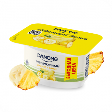 Творожный десерт «Danone» ананас, банан, 3.6%, 110 г