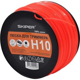Леска для тримме­ра «Skiper» H10, 2.4 мм, квад­рат, оран­же­вый, 236 м