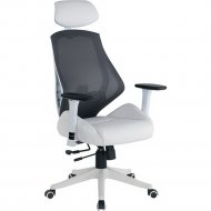 Компьютерное кресло «AksHome» Space, экокожа/ткань-сетка, белый/серый