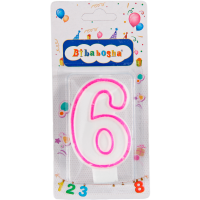 

Свеча-цифра "6" (П15176-6)розовый