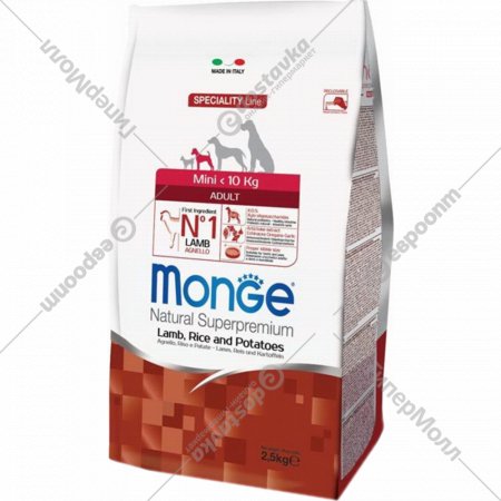 Корм для собак «Monge» Speciality Adult Mini, Lamb/Rice/Potato, 2.5 кг