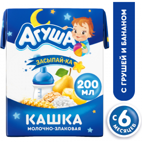 Каша мо­лоч­ная «А­гу­ша» За­сы­пай-ка, зла­ко­вая, груша/банан, 2.7%, 200 мл