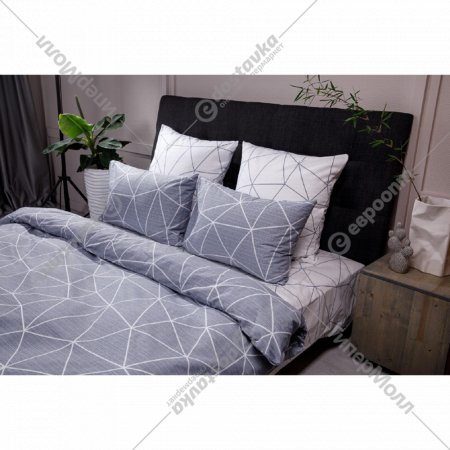 Комплект постельного белья «Ночь Нежна» Грань, евро 70х70, серый