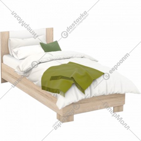 Кровать «Империал» Аврора 90, встроенное основание, Дуб сонома/Белый