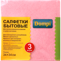

Салфетки бытовые"DOMPI"(34х34)3шт розов