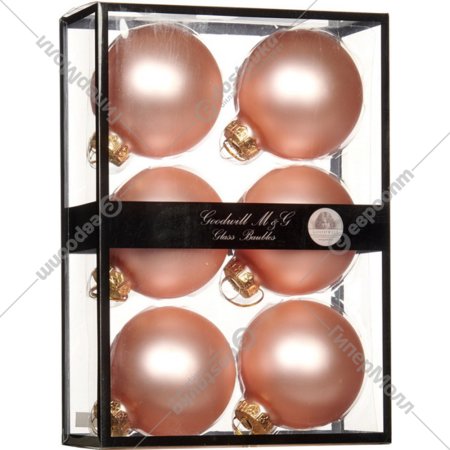 Набор елочных шаров «Goodwill» UG 60201, матовый пудровый, 7 см, 6 шт