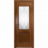 Дверь «Юркас шпон» Шервуд-2 ДО,каштан/матовое с фрезировкой, 200х90см