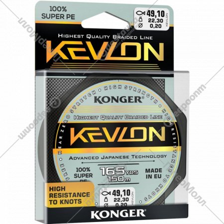 Леска плетеная «Konger» Kevlon X4 Black, 250151012, 150 м, 0.12 мм