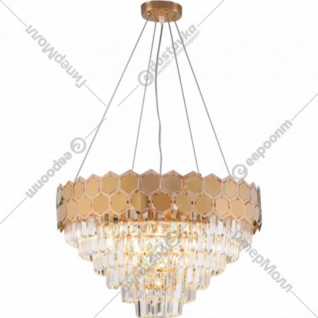Подвесной светильник «Евросвет» Strotskis Smart, 10124/8, золото/прозрачный хрусталь