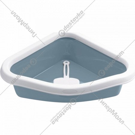 Туалет-лоток «Stefanplast» Sprint Corner, 96612, стальной синий/белый, 40х56х14 см