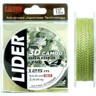 Леска плетеная «Lider» 3D Camou X4, 3DC-025, 125 м, 0.25 мм