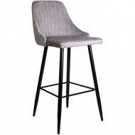 Барный стул «AksHome» Megan-2, велюр, светло-серый/черный