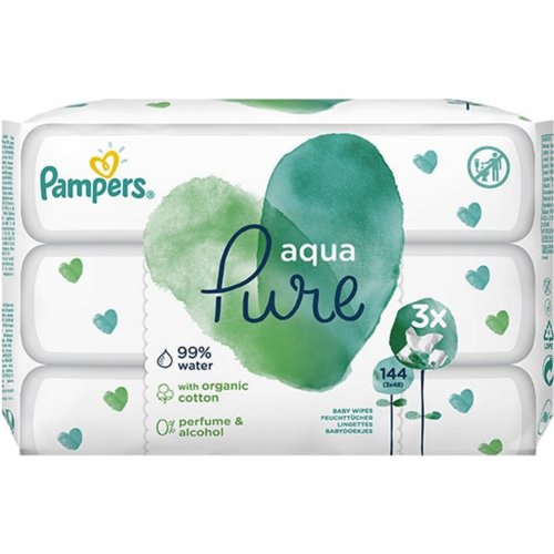 Детские влажные салфетки «Pampers» Aqua Pure, 3 x 48 шт