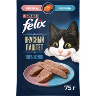 Корм для кошек Felix вкусный паштет, лосось и форель, 75 г