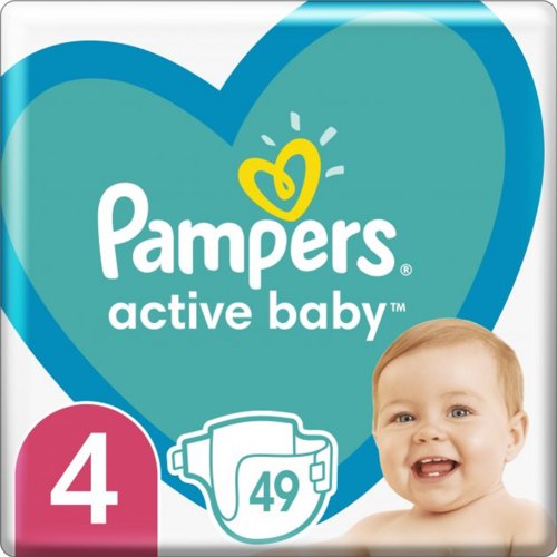 Подгузники «Pampers» Active Baby, Размер 4, Maxi, 9-14 кг, 49 шт