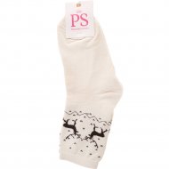 Носки женские «Premier Socks» бежевый с оленями, 23-25 размер