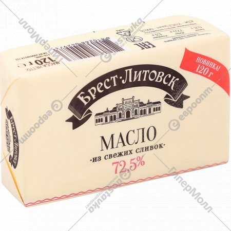 Масло сладкосливочное «Брест-Литовск» несоленое, 72.5%, 120 г