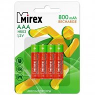 Комплект аккумуляторов «Mirex» ААА, 800 mAh, 1.2В, 4 шт