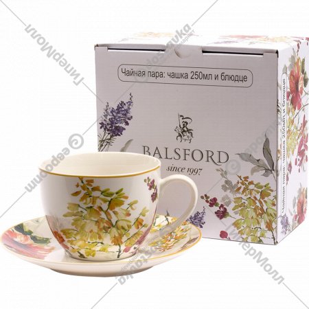 Чашка с блюдцем «Balsford» Акварельный букет, 180-40001, 250 мл