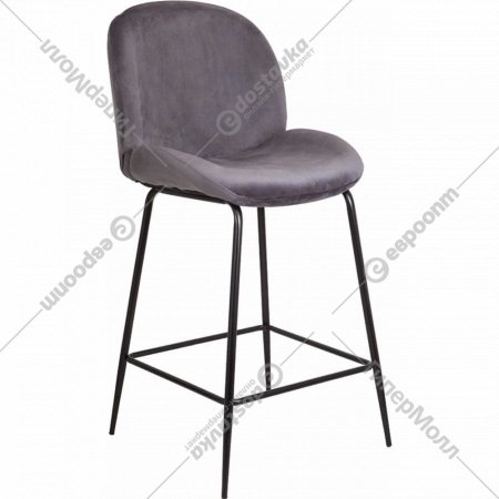 Барный стул «AksHome» Trend, велюр, серый/черный