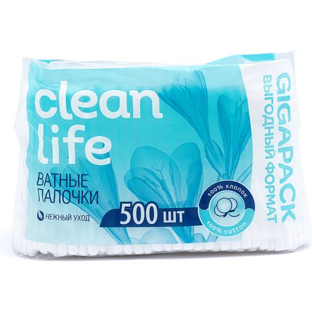 Ватные палочки Clean Life 500 шт