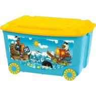 Ящик для игрушек «Пластишка» на колесах, с аппликацией, 431380902, голубой, 580х390х335 мм, 45 л