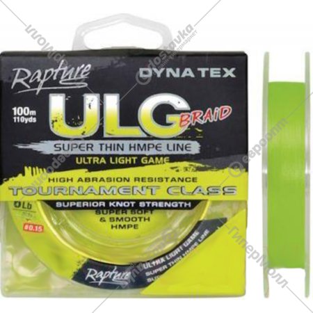 Леска плетеная «Rapture» Dyna-Tex Ulg Lime, 054-60-005, 100 м, 0.05 мм