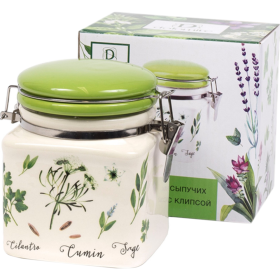 Банка для сыпучих продуктов «Belbohemia» Herbal Green, L2520936, 11.5х9.4х11.7 см/480 мл