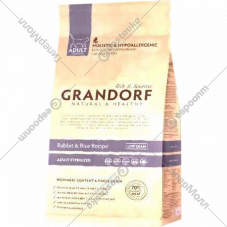Корм для кошек «Grandorf» Rabbit&Rice Sterilised, низкозерновой, 400 г