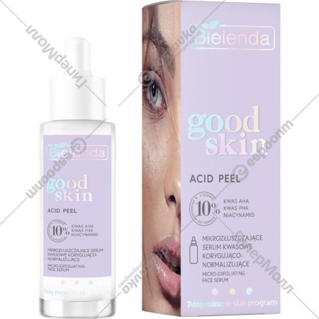 Сыворотка для лица «Bielenda» Good Skin Acid Peel микроотшелушевающая корректирующая с AHA + PHA, 46866, 30 г