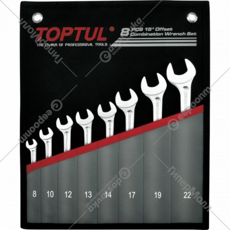 Набор комбинированных ключей «Toptul» GPCW0801, 8-22 мм, 15°, 8 шт
