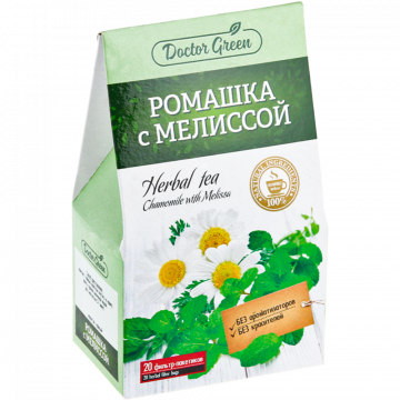 Чай травяной «Doctor Green» ромашка с мелиссой, 20x1 г