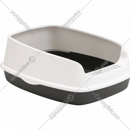 Туалет-лоток «Пижон» Айша, с высоким бортом, S, серый/белый, 45х35х18.5 см