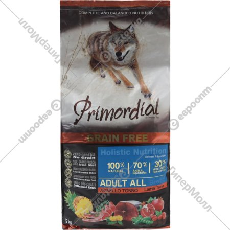 Корм для собак «Primordial» Dog Adult Tuna & Lamb, ягненок/тунец, MSP5312, 12 кг