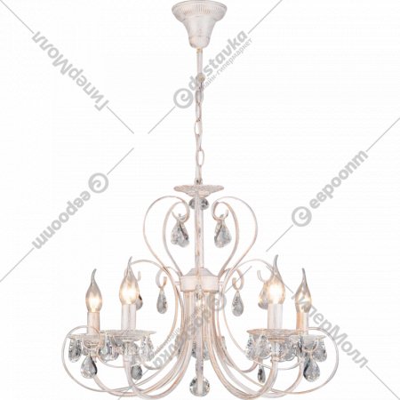 Подвесной светильник «Евросвет» Strotskis, 3305/5, белый с золотом/прозрачный хрусталь