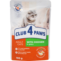 

Корм д/кошек"CLUB 4 PAWS"(кур/соус)100г