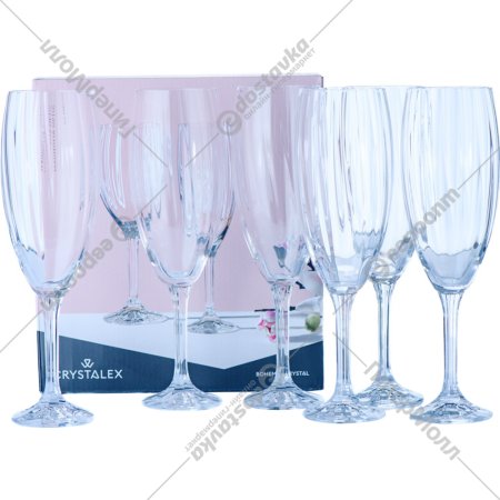 Набор бокалов для шампанского «Crystalex» Magnolia optic, 40934/8/210, 6 шт