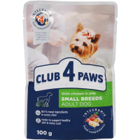 

Корм д/собак "CLUB 4 PAWS"(кур/желе)100г