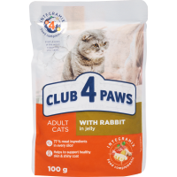 

Корм д/кошек"CLUB 4PAWS"(кролик/жел)100г